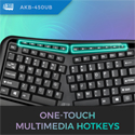 Ergonomic Touchpad Keyboard - Internet and Media Hot Keys