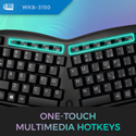 Wireless Ergonomic Trackball Keyboard - Multimedia Hotkeys