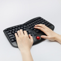 Wireless Ergonomic Trackball Keyboard - Splayed Layout in Use