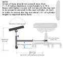 CURVE ErgoUP Leg Rest - Mounting Dimensions