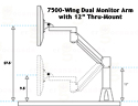 7500-Wing Dual Monitor Arm with  14