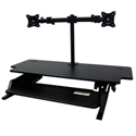 Volante Desktop Sit-Stand Workstation with Monitor Arm - Sitting with Keyboard Tilted