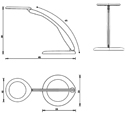 Luxo 360 Freestanding Task Lamp - Spec Drawing