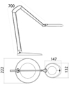 Luxo OVELO Freestanding Task Light - Spec Drawing